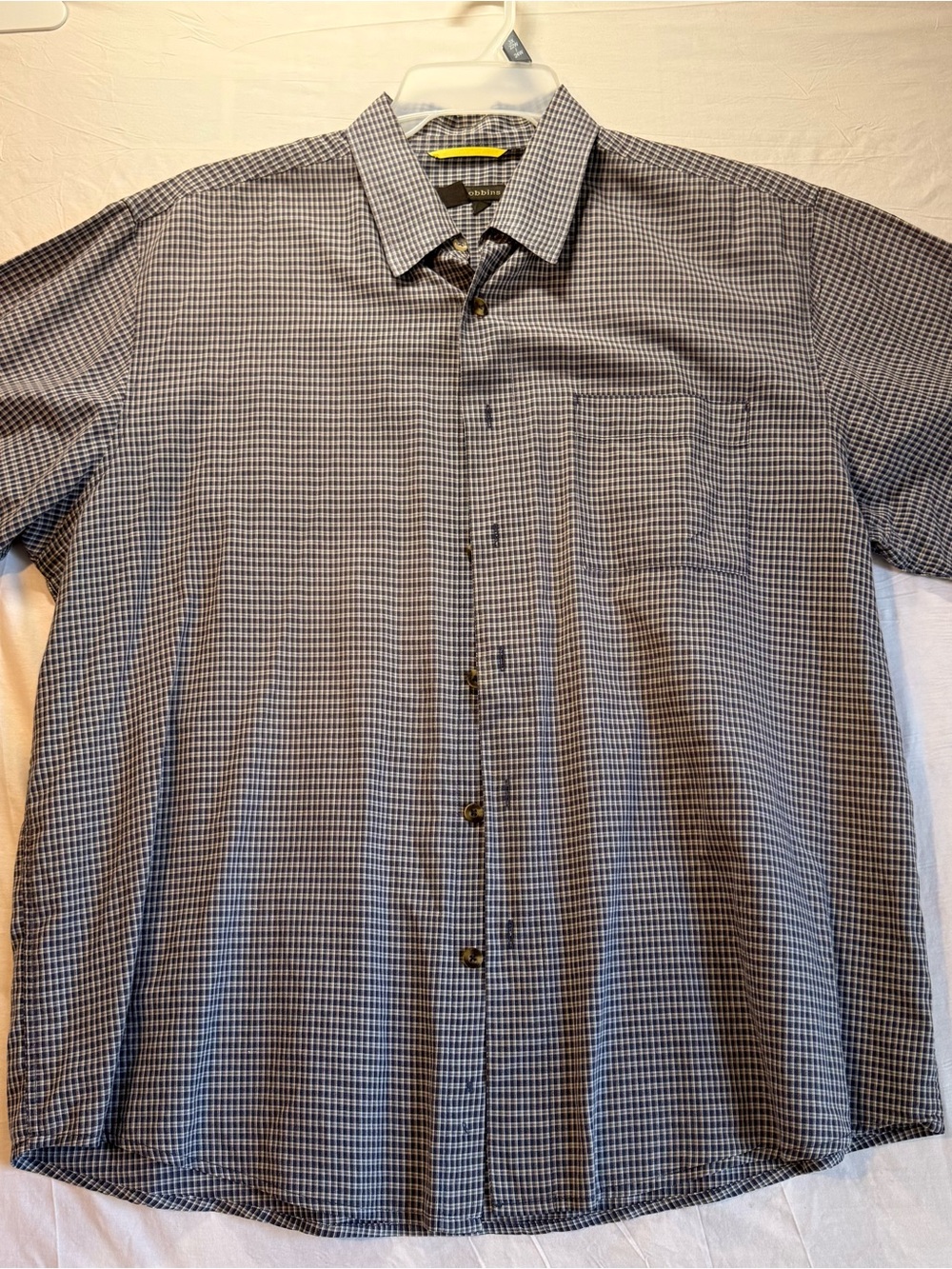 Royal Robbins Men's Short-Sleeve Check Button-Down Shirt - Blue & Gray